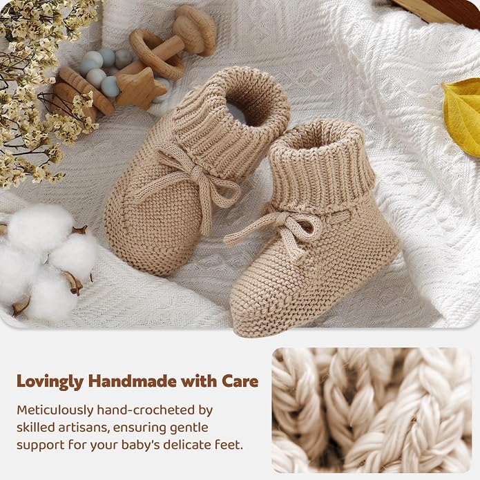 Hadetoto Baby Booties Cotton Newborn Boys Girls Shoes Knit Socks | Cozy Warm - Image 4