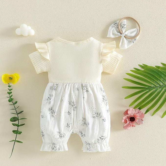 YINGISFITM Newborn Baby Girl Summer Clothes Short Sleeve Bubble Romper Bow - Image 6