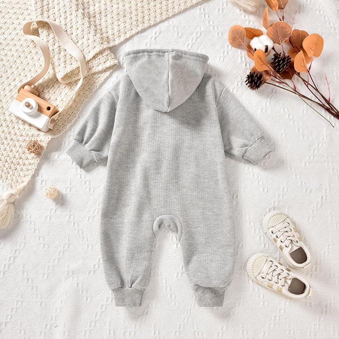 Unutiylo Unisex Baby Boys Girls Long Sleeve Infant Baby Zipper Hooded Jumpsuits - Image 4
