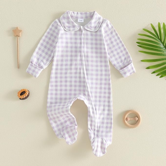 Seyurigaoka Newborn Baby Boy Girl Romper Long Sleeve Zipper Jumpsuit - Image 4