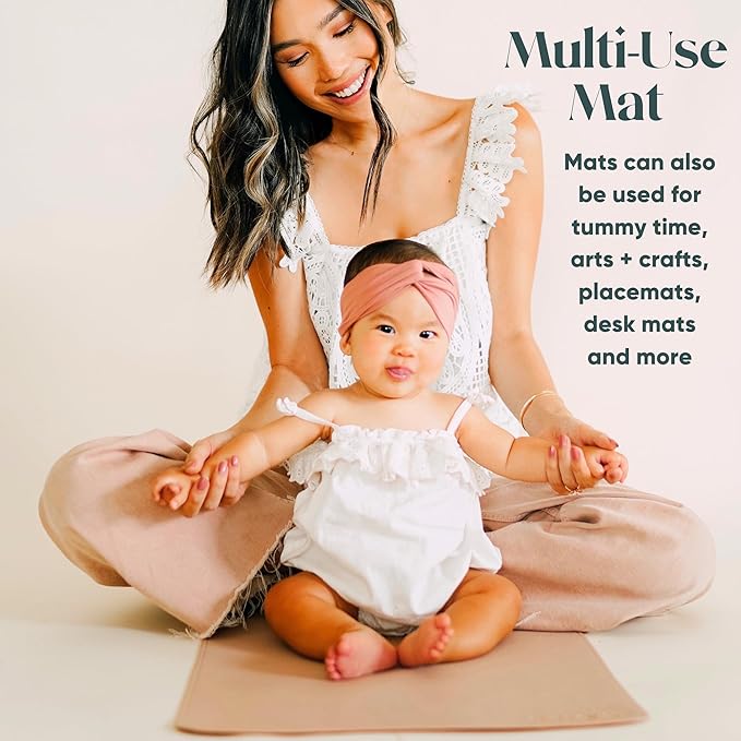Ava + Oliver Vegan Leather Baby Changing Mat (16 X 30 in) - Multipurpose Wipeable and Portable Diaper Changing Pad - Foldable for Travel (Taupe)