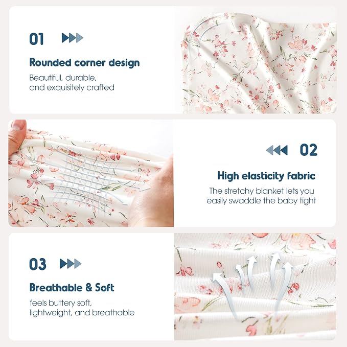 3-Pack Ultra Soft Stretchy Jersey Knit Baby Swaddle Blankets, 33x44 | Snug - Image 5