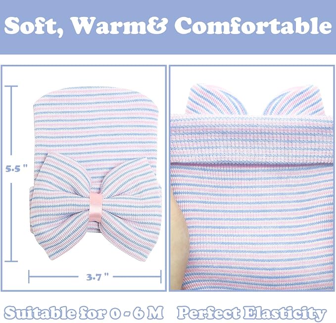 Sarfel Newborn Hats for Girls Hospital Hat Baby Girl Bows and Headbands Infant - Image 5