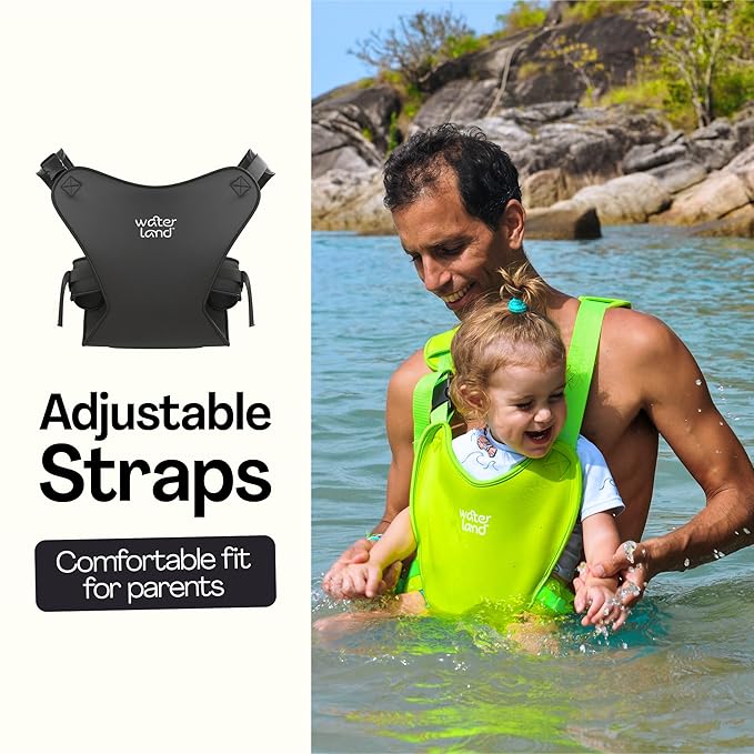 WaterLand Baby Carrier - Innovative Carrier You Can Use Both in Water & Land - Waterproof Infant Chest Holder with Adjustable Straps, Lightweight Toddler Harness for Pool & Beach (Light Blue Sky)
