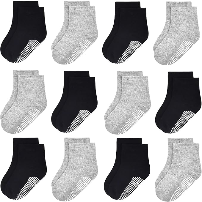 GRPSKCOS Baby Socks Non Slip 12 Pairs Toddler Anti Skid Socks by GRPSKCOS