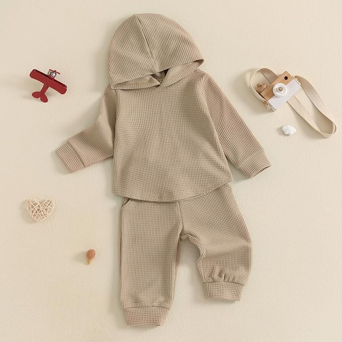 Thorn Tree Infant Baby Boys Pants Set Hooded Solid Sweatshirt Top Pocket - Image 8