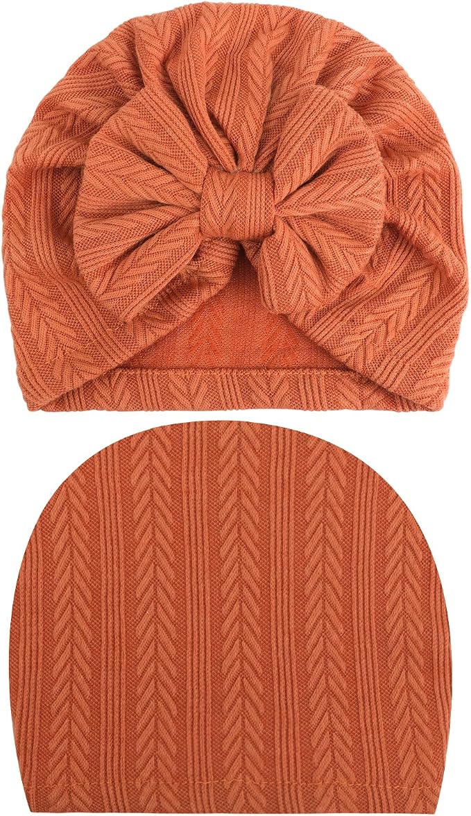 DRESHOW BQUBO 5 Pieces Newborn Baby Turban Hats Bow Baby Infant Beanie - Image 7