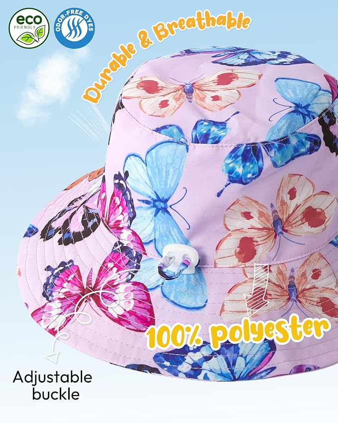 Baby Sun Hat Kids Summer Sun Protection Toddler Bucket Hat Wide Brim Adjustable - Image 2