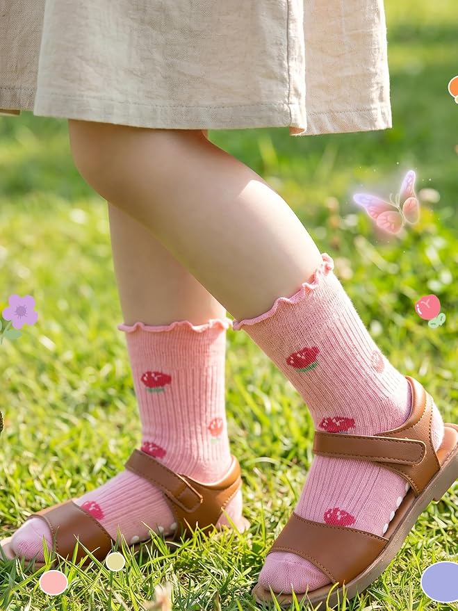 Baby Toddler Girls Socks Grip Ruffle Non Slip Kids Cotton 12 Pack Socks | - Image 2