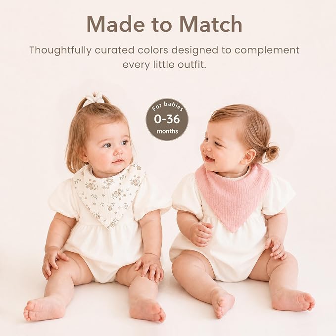 Konssy 10 Pack Baby Muslin Bandana Bibs - Image 2