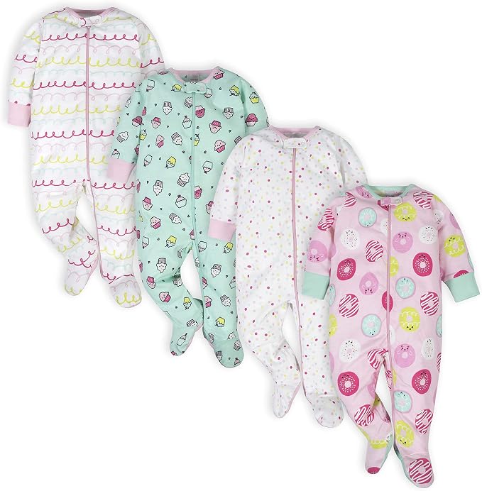 Onesies Brand Baby Girls 4-Pack Sleep 'N Play Footies Multi Pack by OnesiesBrand