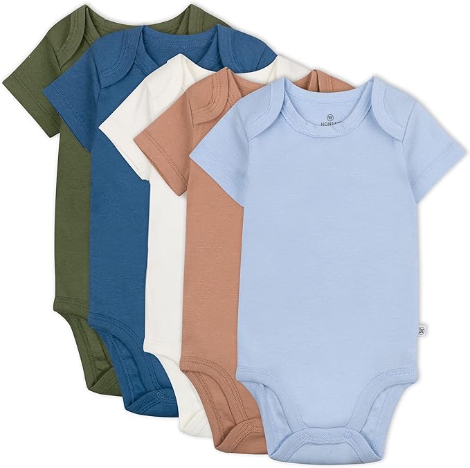 HonestBaby 5-pack Short Sleeve Bodysuits One-piece 100% Organic Cotton by HonestBaby