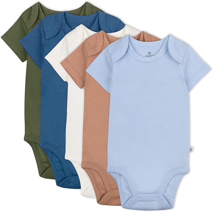 HonestBaby 5-pack Short Sleeve Bodysuits One-piece 100% Organic Cotton by HonestBaby