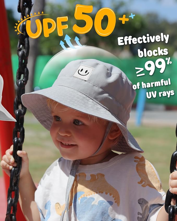 FURTALK Baby Sun Hat Toddler Bucket Hat Beach Smile Face UPF 50+ | Stays in the - Image 3