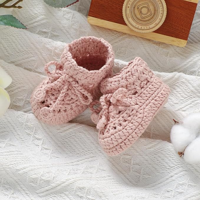 Hadetoto Baby Booties Hand Crochet Knit Cotton Bootie | Soft, Newborn First - Image 4