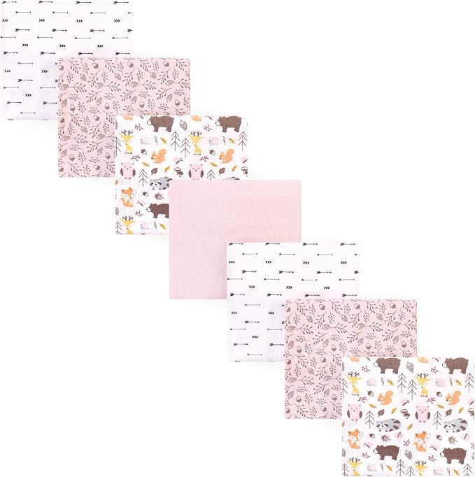 Hudson Baby Unisex Baby Cotton Flannel Receiving Blankets Bundle, Girl Pinecone by HudsonBaby