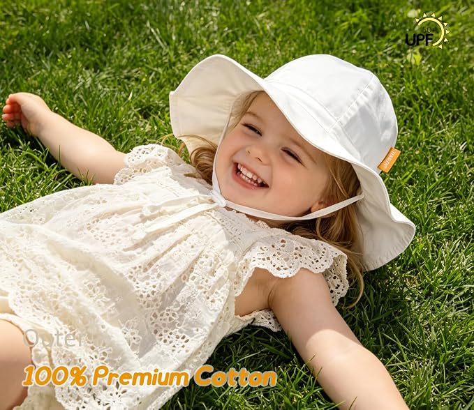 Baby Girl Sun Hat with UPF 50+ Outdoor Adjustable Toddler Beach Hat with Wide - Image 3