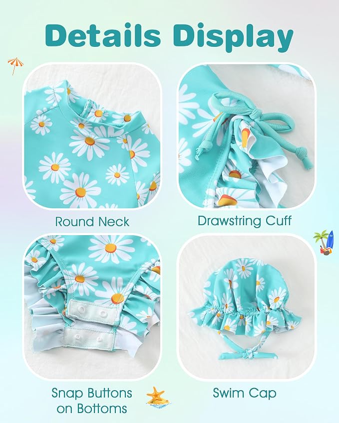 Renotemy Baby Swimsuit Girls One-Piece Swimwear Baby Beach Essentials 3M-3T - Image 4