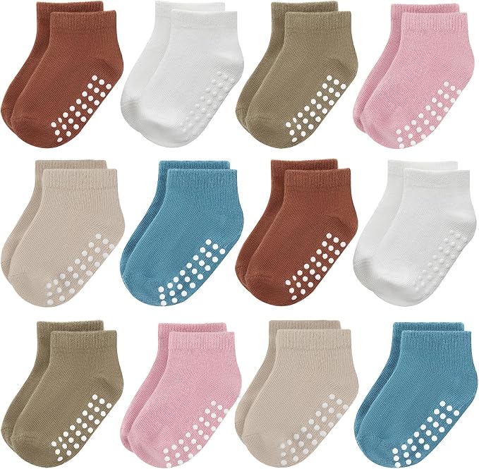 Baby Non-Slip Ankle Socks 12 Pack Soft Cotton by JAKIDAR