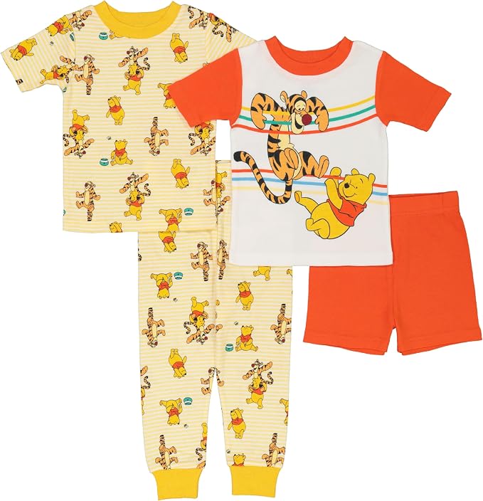 Disney Boys' 4-Piece Snug-fit Cotton Matching Comfortable Pajama Set, Soft & by Disney