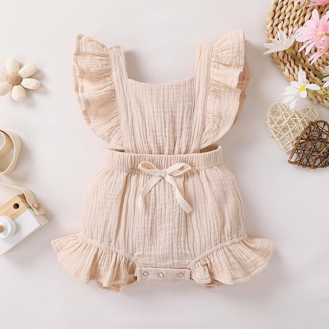 YOUNGER TREE Toddler Baby Girl Ruffled Sleeveless Romper Casual Summer Jumpsuit - Image 2
