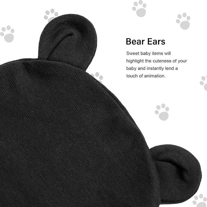 BQUBO Newborn Baby Bear Ears Hats and Mittens Sets Preemie Cotton Caps Baby Boy - Image 6