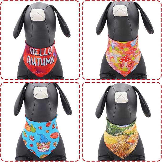 7 PCS Fall Dog Bandanas for Small Dogs 18 Inch Autumn Dog Bandanas Adjustable - Image 4