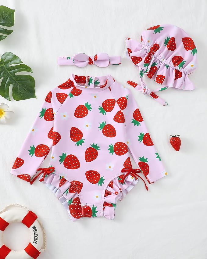 Renotemy Baby Swimsuit Girls One-Piece Swimwear Baby Beach Essentials 3M-3T - Image 4