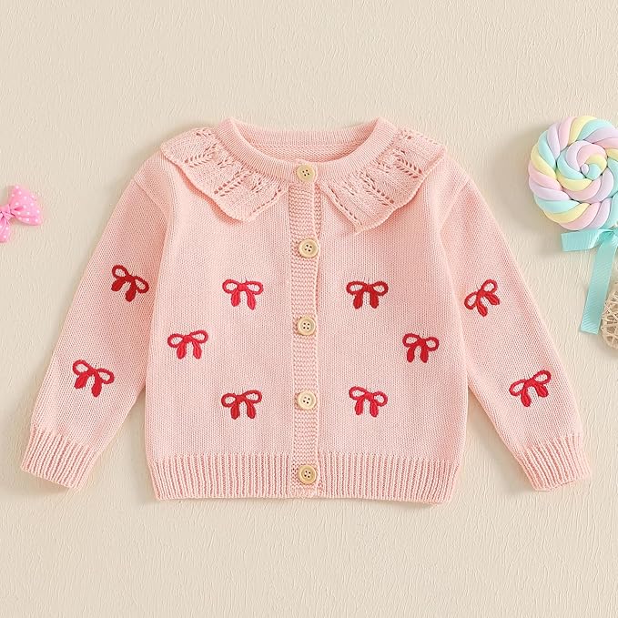 Baby Girl Cardigan Long Sleeve Button Up Sweater Toddler Girl Fall Outfits - Image 3