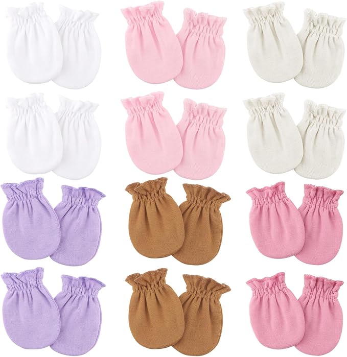 BQUBO 12 Pairs Baby Mittens Newborn Infant Mittens No Scratch Cotton Elastic by DRESHOW