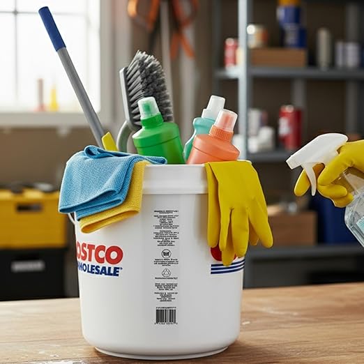 5 Gallon Bucket - 3 Pack Made in USA, White, Heavy Duty BPA-Free Plastic Bucket, Comfortable Handle, Easy to Clean, Perfect for on The Job, Home Improvement, or Household Cleaning