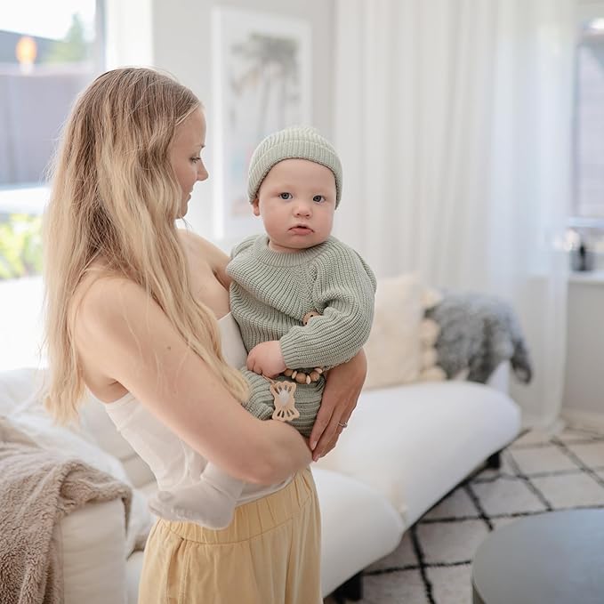 FRIGG Lucky Symmetrical SilkySoft Silicone Baby Pacifier | Made in Denmark | BPA-Free (Pretty in Peach/Primrose, 6-18 Months)