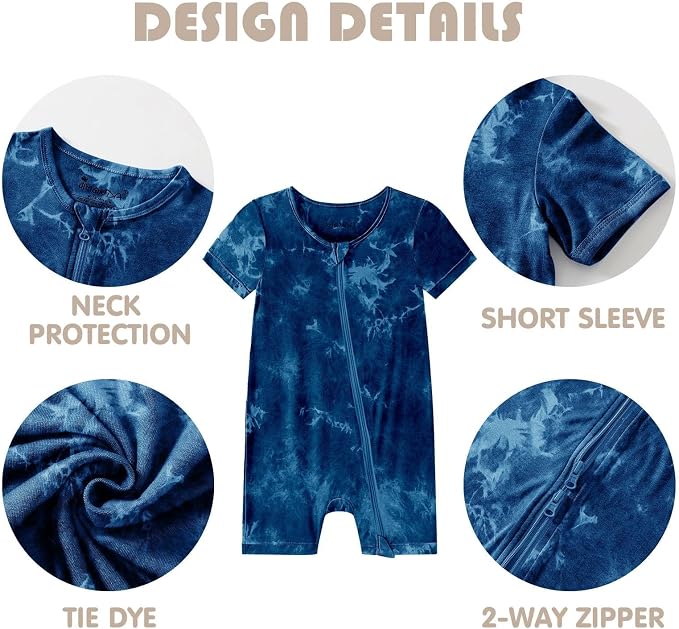 Jimonda Baby Bamboo Viscose Tie Dye Rompers Girl/Boys 3pc Pjs | Premium Soft - Image 7