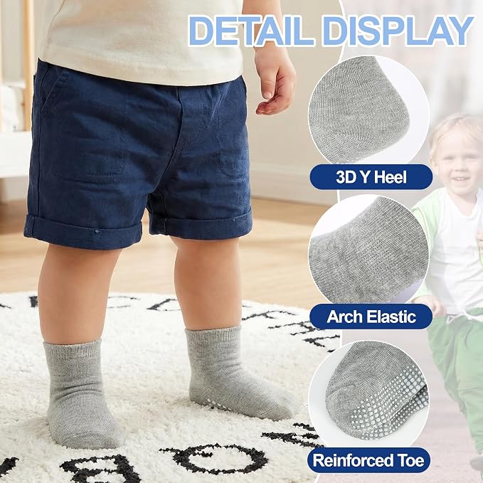 GRPSKCOS Baby Socks Non Slip 12 Pairs Toddler Anti Skid Socks - Image 5