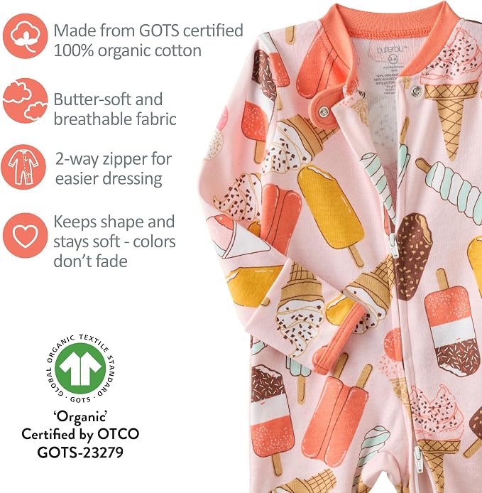 Butterblu Shadow Sleep & Play 100% Cotton Footless Two Way Zip Front PJs - Image 6