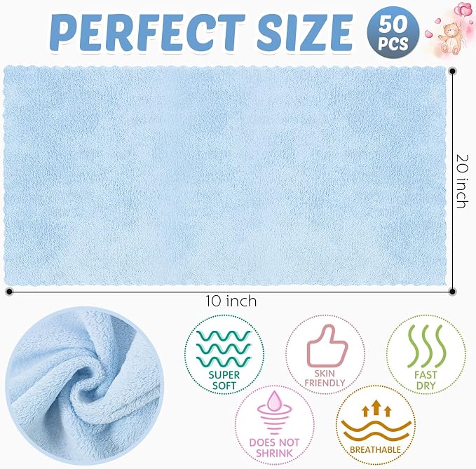 Newwiee 50 Pack Baby Burp Cloths 20"x10" - Image 2