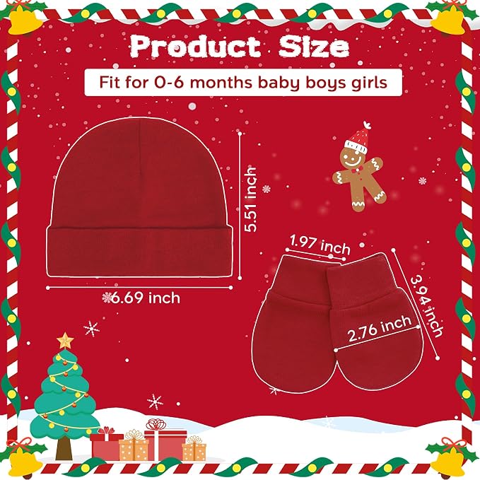 Zando Anti-Scratch Baby Hats Mittens Warm Newborn Infant Boys Girls 0-6M | - Image 5