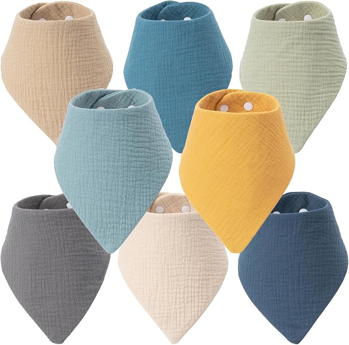 8-Pack Muslin Baby Bibs for Drooling and Teething | Soft& Absorbent, 100% Cotton by Unknown