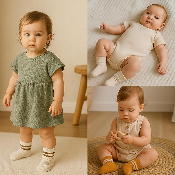 bistyle Baby Grip Ankle Socks 6 Pairs | Newborn Infant Toddlers Sock Organic - Image 2
