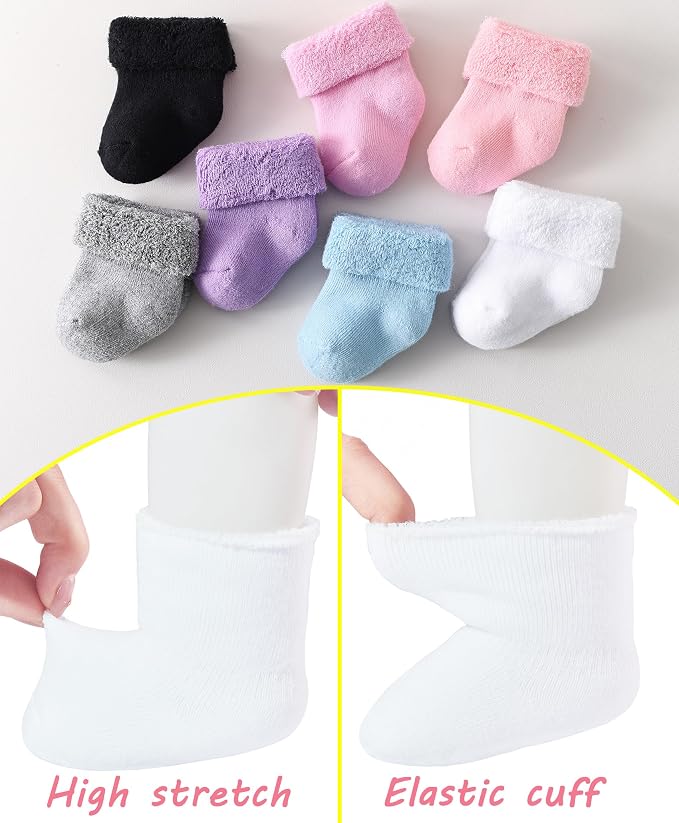 Newborn Socks 0-3 Months Preemie Infant Cotton Terry Ankle Socks 6 Pairs - Image 5