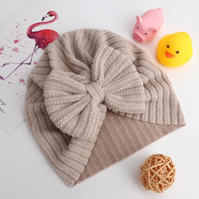 DRESHOW BQUBO 5 Pieces Newborn Baby Turban Hats Bow Baby Infant Beanie - Image 7
