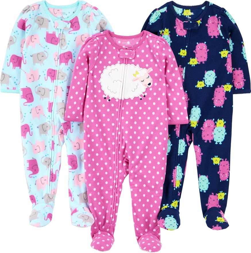 Simple Joys by Carter's Girls Loose-Fit Flame Resistant Fleece Footed Pajamas by SimpleJoysbyCarters