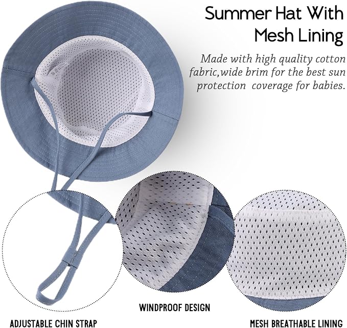JANGANNSA Cotton Baby Sun Hat Infant Toddler Boys Girls Bucket Hats Summer Sun - Image 5