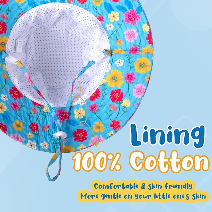 Baby Sun Hat Kids Summer Sun Protection Toddler Bucket Hat Wide Brim Adjustable - Image 4