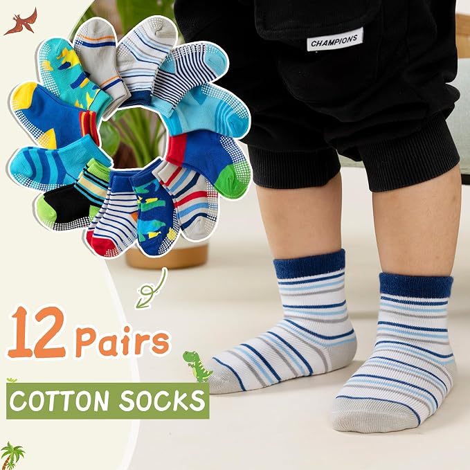 Toddler Non Slip Grips Socks Kids Anti Skid Baby Boys Girls Cotton Crew Socks - Image 5