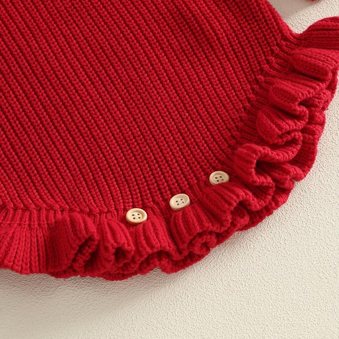 Mubineo Baby Girl Fall Winter Clothes Basic Plain Cute Sweater Romper Outfit - Image 7