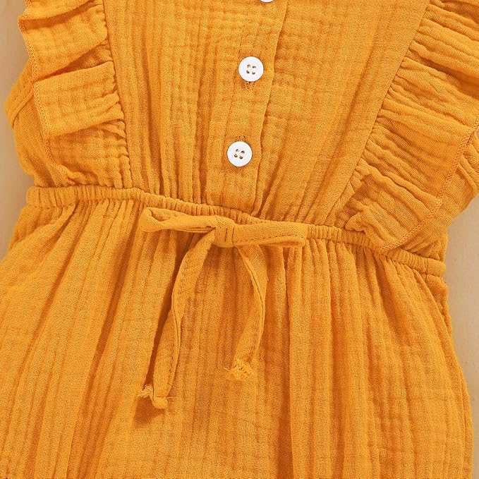 YOUNGER TREE Toddler Baby Girl Ruffled Sleeveless Romper Casual Summer Jumpsuit - Image 5