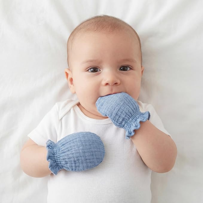 Pro Goleem Muslin Baby Mittens for Newborn, 100% Cotton No Scratch Soft - Image 2
