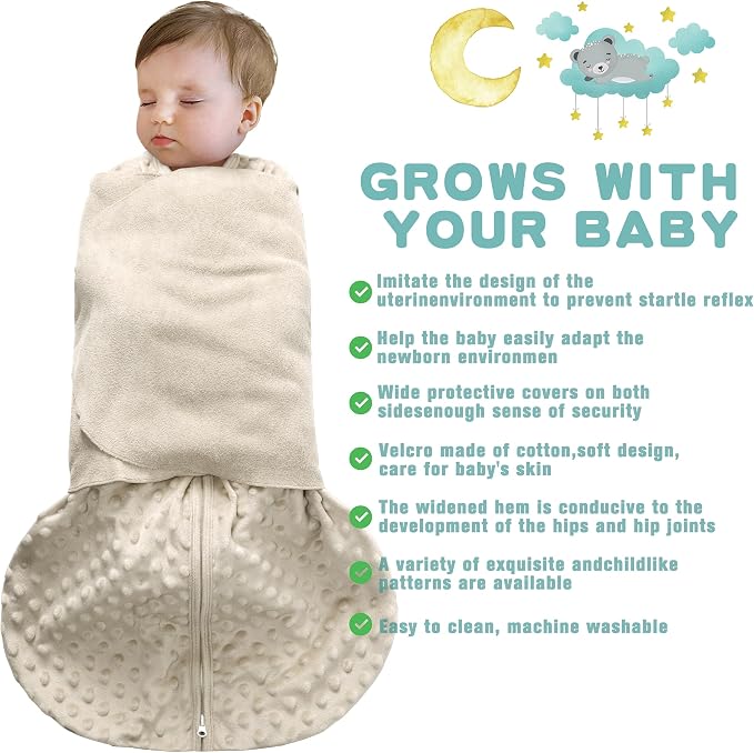 BSTOPPT Newborn Sleep Sack Baby Swaddle, 0-12 Months, 3-Way Adjustable Wearable - Image 2