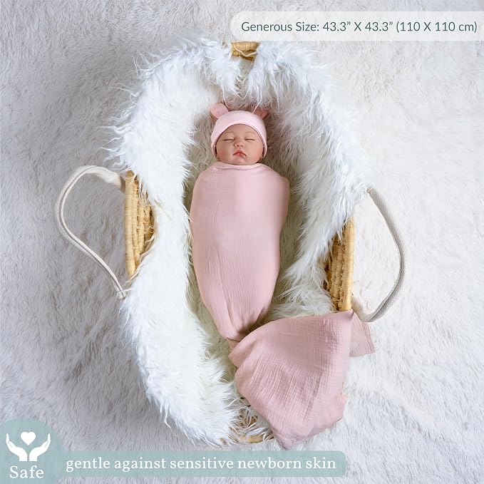 Meracorallo Muslin Swaddle Blanket, 100% Cotton Receiving Blanket - Image 2